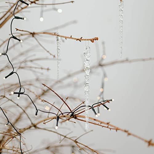 Comons 30pcs Ornamentos de gelo transparente de Natal, tiras de gelo rosqueadas dinâmicas decorativas da árvore de Natal