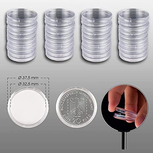 40 cápsulas de moeda de Prophila 32,5 mm Diâmetro interno, por exemplo Para moedas Uro 20/20/25 €