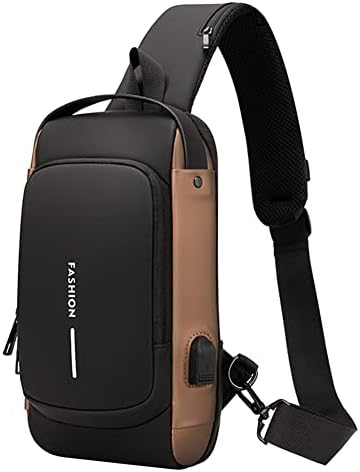 Saco de ombro anti-roubo esportivo de carregamento USB, bolsa de estilingue anti-roubo à prova d'água, bolsas de crossbody de pó de peito