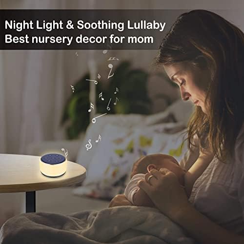 Máquina de som para crianças adormecidas - Adultos portátil Máquina de ruído branco com luz noturna, 34 ruídos calmantes, máquina de canção de ninar de decoração de berçário, timer automático