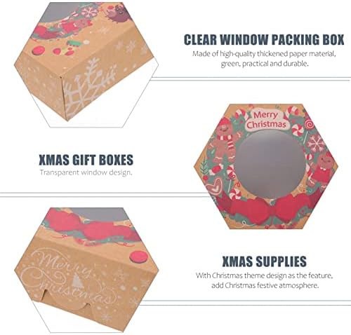 Cabilock Christmas Gifts 12pcs Caixas de presente de biscoito de natal com janela clara Janela de natal Kraft Paper Food Baker