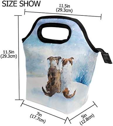 Lanchonete Alaza Isolada Lunhante congelaável para crianças meninas meninas e homens, dois cães Cooler portátil Zipper bolsa de lancheira para o trabalho piquenique