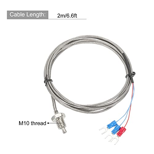 Meccanixity K Tipo de temperatura Sensor M10 Sondas de temperatura do parafuso Termopar 6,6ft -50 a 200 ° C