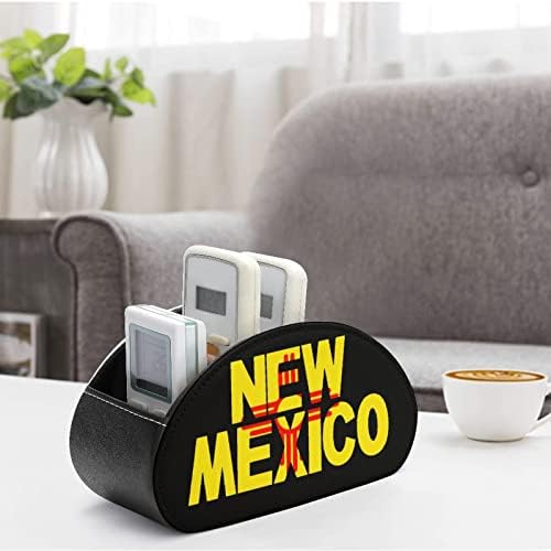 Novo México Flag TV Tits Remote Control Organizer Box PU Leather Home Storage Caddy Store com 5 compartimento