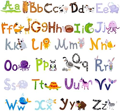 Adesivos de parede para crianças do alfabeto animal adesivos de parede coloridos ABC Decalques de parede, adesivos