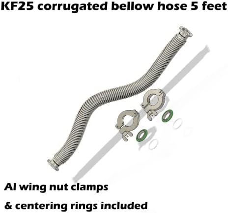 BMOTIONTECH ISO-KF KF25 Mangueira flexível flexível de corrugada com pinça de alumínio 2x / 2x SS anel de centralização