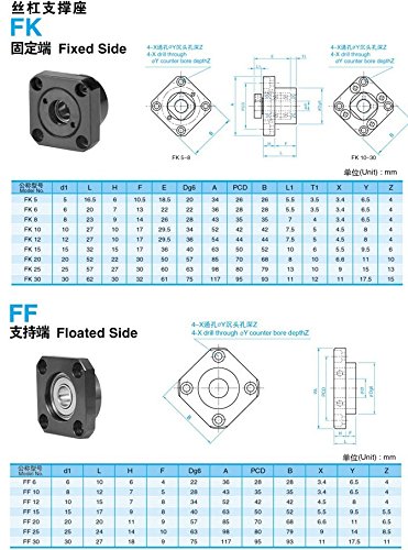 FBT DIA.25MM 3205 KITS CNC CNC CNC = SFU3205 - L1000 mm + Defletor de meta