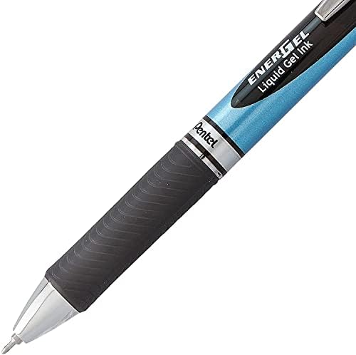 Pentel Energel Deluxe RTX 0,5 mm Crepes de ponta de agulha - conjunto de caneta de gel líquido retrátil - pacote de 5 canetas pretas