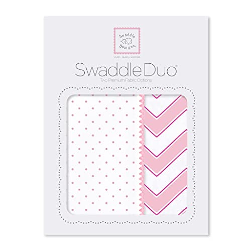 Swaddledesigns swaddleduo, conjunto de 2 cobertores de bebê, algodão marquisette + flanela de algodão premium, dupla