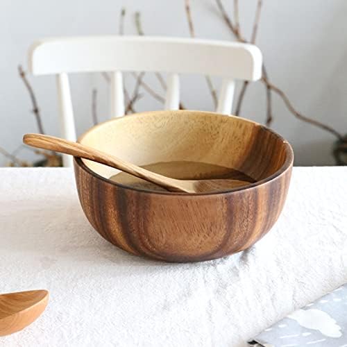 Areclern Fruit Bowl Bowl de grande capacidade Japonês tigela de madeira Gadgets de cozinha resistente a arranhões m