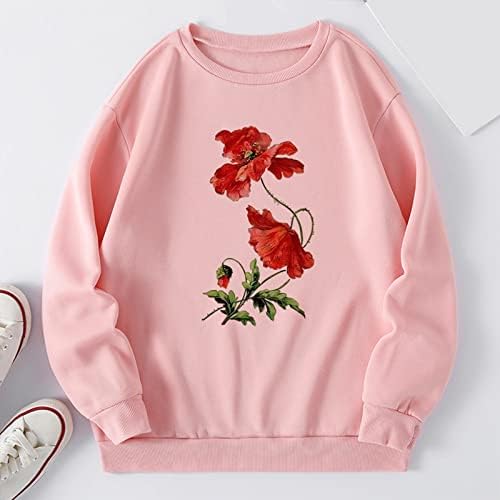 Beuu feminino de pescoço redondo casual jumpers florais jumpers