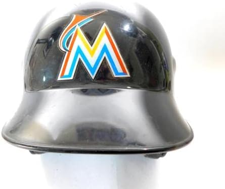 2017-18 Miami Marlins Game usou capacete preto 7 2/8 Liga Minor Ext - MLB Game Usado Capacetes usados