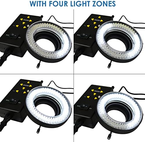 144 Luz de anel de LED 40-250mm anel de distância anel de distância Luz de iluminação ajustável Microscope Câmera iluminadora 144 LED
