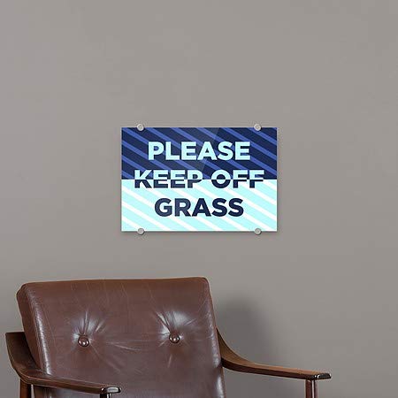 CGSignLab | Por favor, mantenha a grama -ladrão de acrílico premium de greves azuis | 18 x12