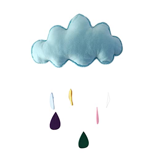 Garneck azul nuvens de feltro de parede pendurar berço de teto móvel broto de chuva quarto interno quarto pendurado gotas de chuva berçário arte de parede de parede de cores aleatórias de gotas de chuva