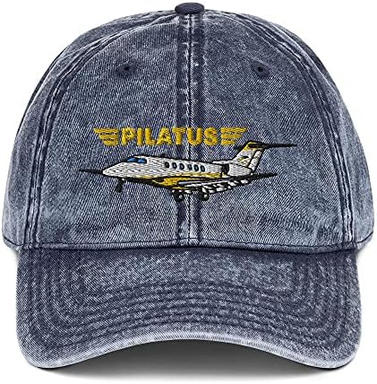 Pilatus Airplane bordou o chapéu vintage - adicione seu n