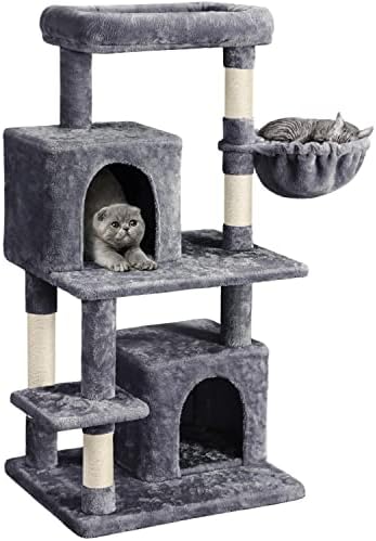 Topeakmart Cat Tree Grande Cat Tower Cat Árvores com posto de arranhões, condomínios, cesto, poleiro superior para gatos