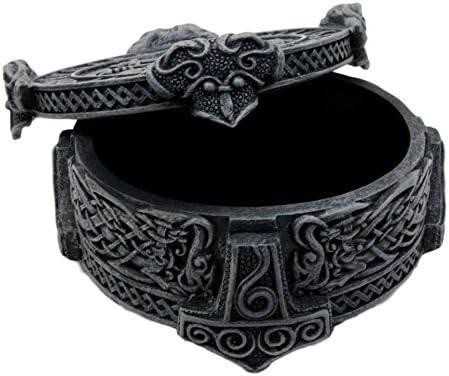 EBROS Presente Nórdico Mitologia Thor Mjolnir Hammer Vegviser Talismã Magical Compass Jewelry Box Box Feliz 5 L como Viking Gods Old