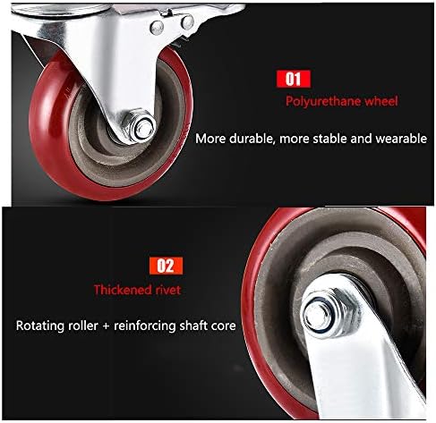 Lxdzxy rodízio wheelsniterers - borracha rotativa x4, termina com freios, equipamentos resistentes a desgaste para serviços pesados ​​- para armazéns industriais e armazéns/a/100mm