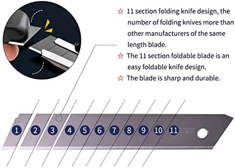 Lâminas de substituição de facas utilidades de 18 mm de Wexwe, 60 graus Snap as lâminas de aço inoxidável para facas de corte retráteis,