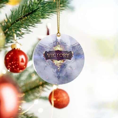 Decoração da liga de ornamentos de árvore de Natal Legends Circle Legends X-Mas Victory acrílico Casa para ornamentos de árvores, eventos,