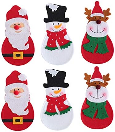PretyZoom 6pcs titulares de mesa de Natal Santa Rena Snowman titular de talheres de natal Forks Bag Bag toutlers Titulares Decorações