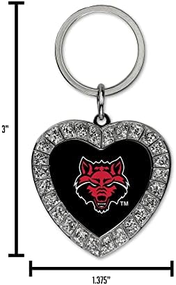 Rico Industries NFL Kansas City Chiefs Metal Rhinestone Heart Keychain, 1,38 x 3