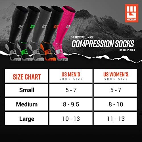 Meias de compressão premium de Mudgear - meias OCR, meias de compressão para mulheres, meias de compressão para homens, meias de corrida de trilhas