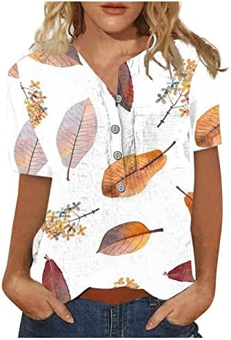 Camisetas de manga curta para mulheres, tops estampados florais de mulheres Summer v pesco