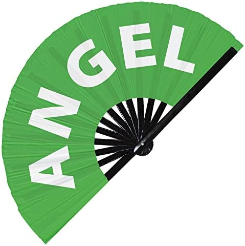 Angel Hand Fan Bamboo Circuito Fã de Mão de Mão Fung Slang Palavras Expressões Declaração Presentes Acessórios do Festival