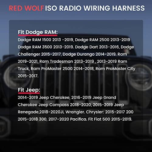 Red Wolf Car ISO Radio Wire Wirness Adapter Connector Plug para selecionar 2013-2019 Dodge Ram Jeep Chrysler Fiat 500 CD Player Plug de cabo estéreo