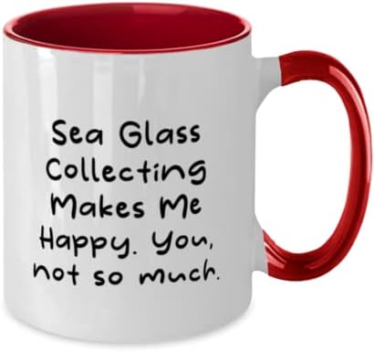 Belo vidro marinho coletando dois tons caneca de 11 onças, coleta de vidro do mar, presente para amigos, presentes