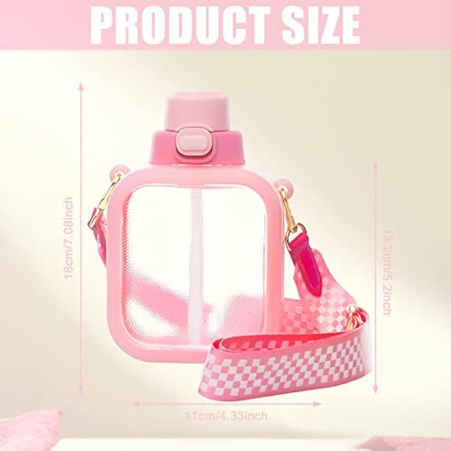 Homury Square Pink Transparent Water Bottle 700 ml