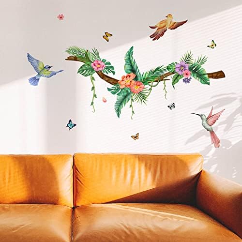 Decalques de parede removíveis para crianças adesivos de parede de pássaro de vime verde adesivos da sala de sala de sala adesivos de parede adesivos autônomos adesivos de parede decorações de borboletas para aniversário