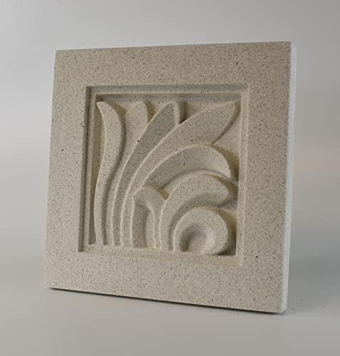 O Pineapple Grove projeta o ornamento de placa de ladrilhos 3D de alívio da BAS esculpida, pedra fundida sólida, design de papiro, 9,5 x9.5 para penduramento de parede ou tela de mesa