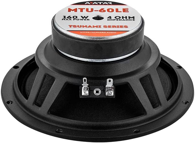 Avatar Tsunami Car Audio 6.5 Alto-altos de gama média preto 160 watts 4 ohm MTU-60LE