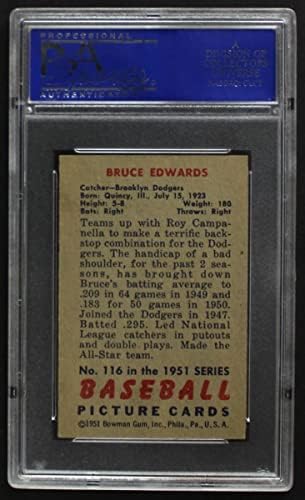 1951 Bowman # 116 Bruce Edwards Brooklyn Dodgers PSA PSA 7.00 Dodgers