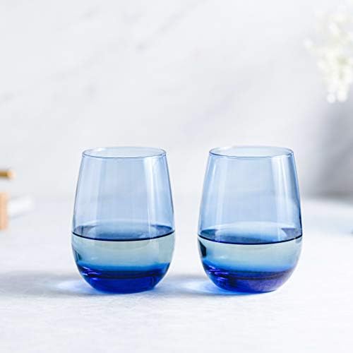 Libbey 231L Copos de vinho sem haste, azul de maré, 15,25 onças, conjunto de 12