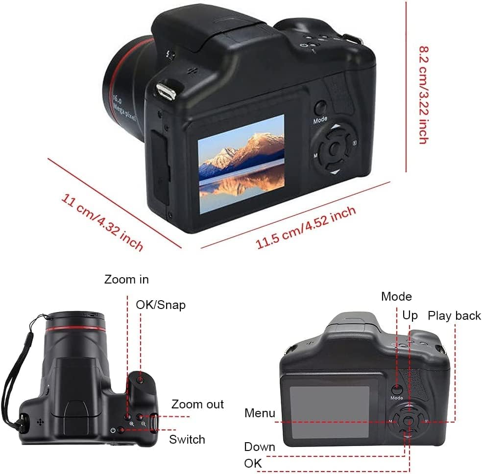 Câmera digital ACuvar, 16 megapixels câmera de foto mini câmera SLR Digital SLR, Sensor CMOS 2.4 “TFT LCD Compact Camera, Câmera de vídeo com zoom digital 16x para crianças iniciantes para adultos