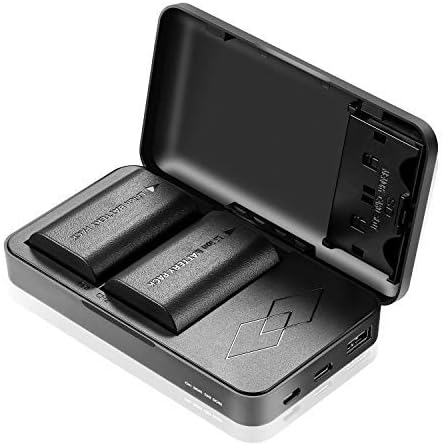 OJELAY LP-E6 Bateria 2 Packs Bateria de substituição 2000mAh com caixa de carregador multifuncional dupla com bateria compatível