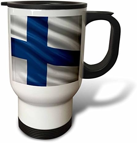 3drose bandeira da Finlândia acenando no vento caneca de viagem, 14 onças, multicolor