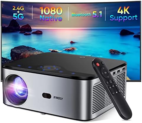 Projetor Withwifi e Bluetooth Nativo 1080p 500 Ansi Full HD Projector portátil para jogos de teatro em casa, compatível com iOS/Android/TV