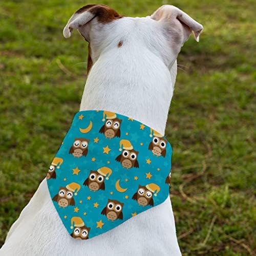 Owl Pattern Pet Bandana Collar - Moon and Stars Scondf Collar - Graphic Dog Bandana - L