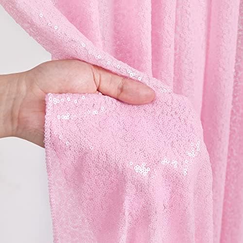 Cortinas rosa Cortina de lanterna de lantejoulas 2ftx8ft 2 painéis Rosa Glitter Backdrop Fabric Drapes para decoração de férias de