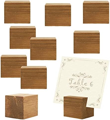 Mygift Natural Bege Wood Place Card Titular para mesa, suporte para mesa de casamento decorativo, conjunto de 10