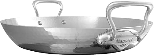 Mauviel 1830 M'Elite 5 camadas de 5 camadas de aço inoxidável polido Pan com alças de aço inoxidável fundido, 15,7 pol, fabricado