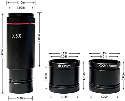 Parco Scientific PNDS005 0,5 × Adaptador de lentes de montagem C Conjunto para microscópio trinocular, 23,2 mm /30mm