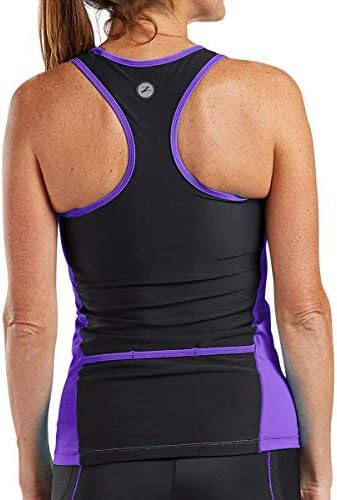 Zoot Women's Core Racerback Tri Tank-Tampa do tanque de triatlo feminino com sutiã embutido, 3 bolsos traseiros e painéis de malha