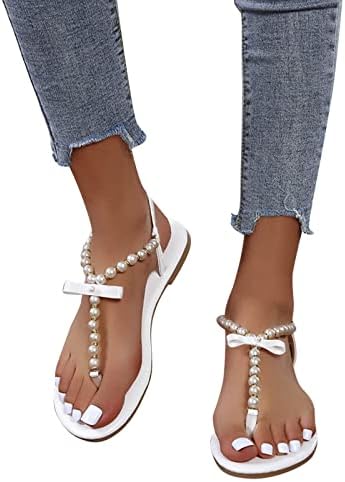 Slippers deslizamentos para mulheres mulheres moda de verão fita pérola chinelos de sandálias casuais planas