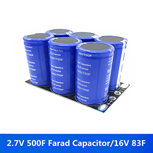 6pcs/1set 2.7v 500f Capacitor Farad Super capacitor para carro, 16V 83F Módulo de capacitores automotivos duplos de linha dupla com placa de proteção para obter uma direção estável